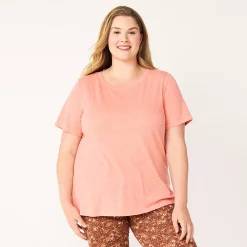Petite Plus Size Sonoma Goods For Life® Crewneck Tee -Sonoma Clothing Store 5572597 Coral