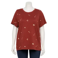 Petite Plus Size Sonoma Goods For Life® Crewneck Tee -Sonoma Clothing Store 5572597 Red Burgundy Floral
