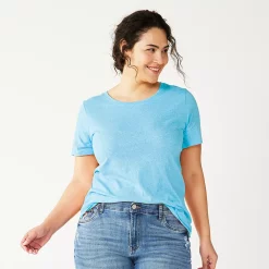Petite Plus Size Sonoma Goods For Life® Crewneck Tee -Sonoma Clothing Store 5572597 Texture Light Blue