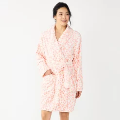 Women's Sonoma Goods For Life® Short Plush Robe -Sonoma Clothing Store 5574694 Pink Animal