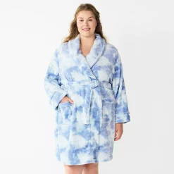 Plus Size Sonoma Goods For Life® Short Plush Robe 15 Plus Size Sonoma Goods For Life® Short Plush Robe -Sonoma Clothing Store 5574695 Blue Dye Effect
