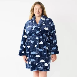 Plus Size Sonoma Goods For Life® Short Plush Robe 18 Plus Size Sonoma Goods For Life® Short Plush Robe -Sonoma Clothing Store 5574695 Navy Clouds