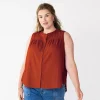 Plus Size Sonoma Goods For Life® Solid Ruffled Button-Front Tank -Sonoma Clothing Store 5575169 Scorching Chili