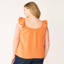 Plus Size Sonoma Goods For Life® Ruffle Tank Top -Sonoma Clothing Store 5578985 ALT