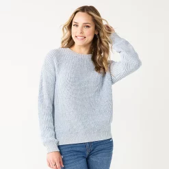 Women's Sonoma Goods For Life® Textured Drop-Shoulder Sweater -Sonoma Clothing Store 5579623 Blue Marl