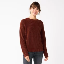 Women's Sonoma Goods For Life® Textured Drop-Shoulder Sweater -Sonoma Clothing Store 5579623 Brown
