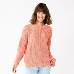 Women's Sonoma Goods For Life® Textured Drop-Shoulder Sweater -Sonoma Clothing Store 5579623 Coral