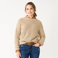 Women's Sonoma Goods For Life® Textured Drop-Shoulder Sweater -Sonoma Clothing Store 5579623 Tan Marl
