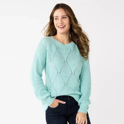 Women's Sonoma Goods For Life® Diamond Stitch Pullover Sweater -Sonoma Clothing Store 5579763 Sky Blue