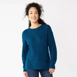 Women's Sonoma Goods For Life® Diamond Stitch Pullover Sweater -Sonoma Clothing Store 5579763 Teal