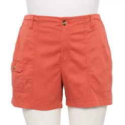 Plus Size Sonoma Goods For Life® High-Waisted Comfort Utility Shorts -Sonoma Clothing Store 5581111 Coral