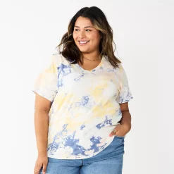 Petite Plus Size Sonoma Goods For Life® Everyday V-Neck Tee -Sonoma Clothing Store 5581510 Blue Wrinkle Dye