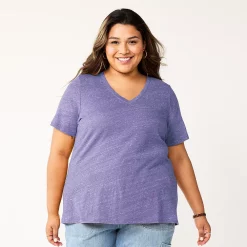 Petite Plus Size Sonoma Goods For Life® Everyday V-Neck Tee -Sonoma Clothing Store 5581510 Grape Purple