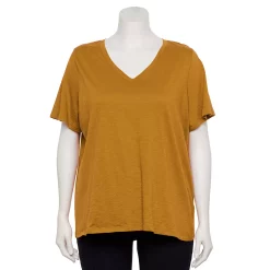 Petite Plus Size Sonoma Goods For Life® Everyday V-Neck Tee -Sonoma Clothing Store 5581510 Green Gold
