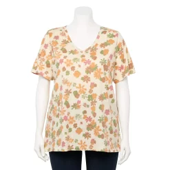 Petite Plus Size Sonoma Goods For Life® Everyday V-Neck Tee -Sonoma Clothing Store 5581510 Ivory Camo Floral