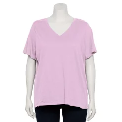 Petite Plus Size Sonoma Goods For Life® Everyday V-Neck Tee -Sonoma Clothing Store 5581510 Light Lilac