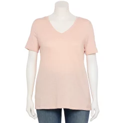 Petite Plus Size Sonoma Goods For Life® Everyday V-Neck Tee -Sonoma Clothing Store 5581510 Peach Layer