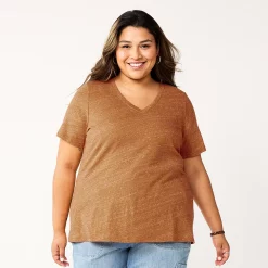 Petite Plus Size Sonoma Goods For Life® Everyday V-Neck Tee -Sonoma Clothing Store 5581510 Texture Brown