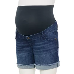 Maternity Sonoma Goods For Life® Inset Over-The-Belly Frayed Jean Shorts -Sonoma Clothing Store 5583214 Dark Wash