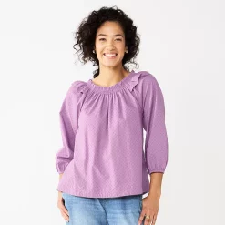 Women's Sonoma Goods For Life® Ruffle Shoulder Peasant Top -Sonoma Clothing Store 5584039 Light Purple
