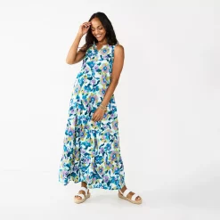 Women's Sonoma Goods For Life® Tiered Maxi Dress 13 Women's Sonoma Goods For Life® Tiered Maxi Dress -Sonoma Clothing Store 5584784 Blue Floral