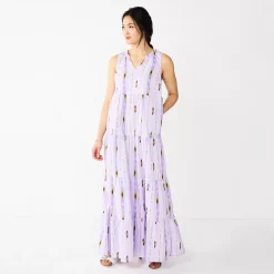 Women's Sonoma Goods For Life® Tiered Maxi Dress 10 Women's Sonoma Goods For Life® Tiered Maxi Dress -Sonoma Clothing Store 5584784 Purple Ikat Stripe