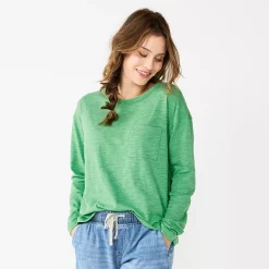 Women's Sonoma Goods For Life® Long Sleeve Pocket Tee -Sonoma Clothing Store 5585375 Aloe Green