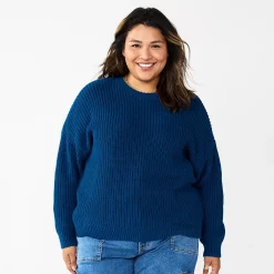 Plus Size Sonoma Goods For Life® Drop Shoulder Sweater -Sonoma Clothing Store 5585467 Blue