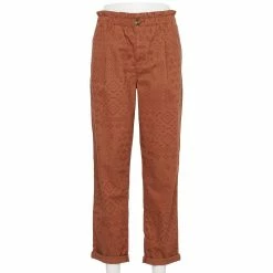 Women's Sonoma Goods For Life® Mid-Rise Straight-Leg Paperbag Pants -Sonoma Clothing Store 5587701 Brown Ikat
