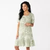 Maternity Sonoma Goods For Life® Squareneck Tiered Dress -Sonoma Clothing Store 5590343 Green Floral