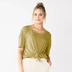 Women's Sonoma Goods For Life® Relaxed Scoopneck Tee -Sonoma Clothing Store 5596588 Light Olive
