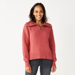 Women's Sonoma Goods For Life® Cozy Quarter-Zip Sweater -Sonoma Clothing Store 5597622 Mauve