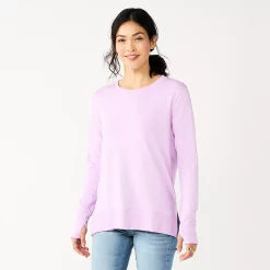 Women's Sonoma Goods For Life® Super Soft Solid Tunic Sweatshirt -Sonoma Clothing Store 5621644 Bright Light Purple