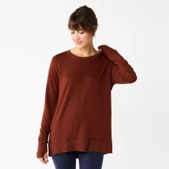 Women's Sonoma Goods For Life® Super Soft Solid Tunic Sweatshirt -Sonoma Clothing Store 5621644 Deep Wine