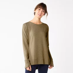 Women's Sonoma Goods For Life® Super Soft Solid Tunic Sweatshirt -Sonoma Clothing Store 5621644 Olive