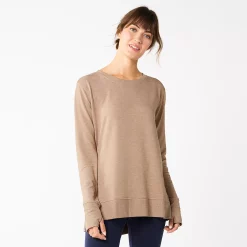 Women's Sonoma Goods For Life® Super Soft Solid Tunic Sweatshirt -Sonoma Clothing Store 5621644 Tan