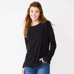 Women's Sonoma Goods For Life® Everyday Crewneck Long Sleeve Tee -Sonoma Clothing Store 5625802 Black