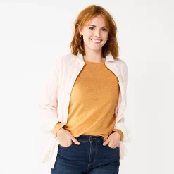 Women's Sonoma Goods For Life® Everyday Crewneck Long Sleeve Tee -Sonoma Clothing Store 5625802 Gold Texture