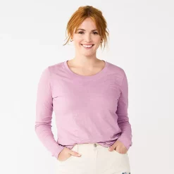 Women's Sonoma Goods For Life® Everyday Crewneck Long Sleeve Tee -Sonoma Clothing Store 5625802 Light Purple