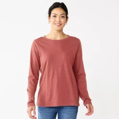 Women's Sonoma Goods For Life® Everyday Crewneck Long Sleeve Tee -Sonoma Clothing Store 5625802 Mauve