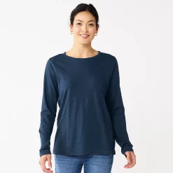 Women's Sonoma Goods For Life® Everyday Crewneck Long Sleeve Tee -Sonoma Clothing Store 5625802 Navy