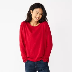 Women's Sonoma Goods For Life® Everyday Crewneck Long Sleeve Tee -Sonoma Clothing Store 5625802 Red