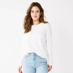 Women's Sonoma Goods For Life® Everyday Crewneck Long Sleeve Tee -Sonoma Clothing Store 5625802 White