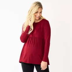 Maternity Sonoma Goods For Life® Long Sleeve Empire Waist Top -Sonoma Clothing Store 5635424 Maroon