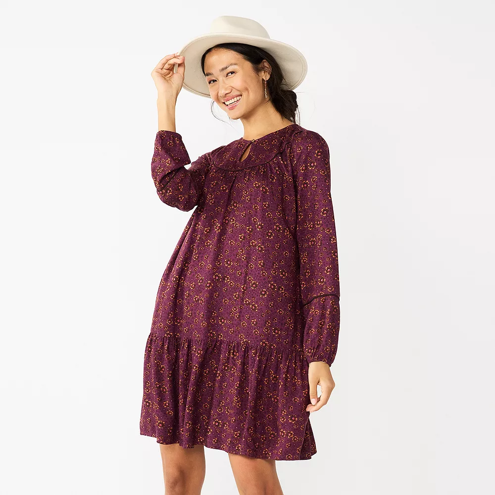 Women's Sonoma Goods For Life® Printed Long Sleeve Dress 3 Women's Sonoma Goods For Life® Printed Long Sleeve Dress