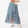 Petite Sonoma Goods For Life® Wrap Ruffle Maxi Skirt -Sonoma Clothing Store 5659111 Blue Floral
