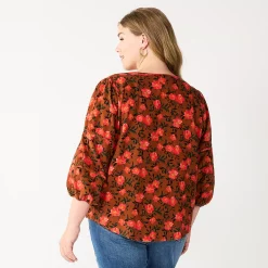 Plus Size Sonoma Goods For Life® Notchneck Long Sleeve Top -Sonoma Clothing Store 5661416 ALT