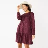 Petite Sonoma Goods For Life® Printed Long Sleeve Dress -Sonoma Clothing Store 5662257 Plum Floral