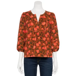 Petite Sonoma Goods For Life® Notchneck Sleeve Piecing Top 8 Petite Sonoma Goods For Life® Notchneck Sleeve Piecing Top -Sonoma Clothing Store 5664273 Brown Coral Floral