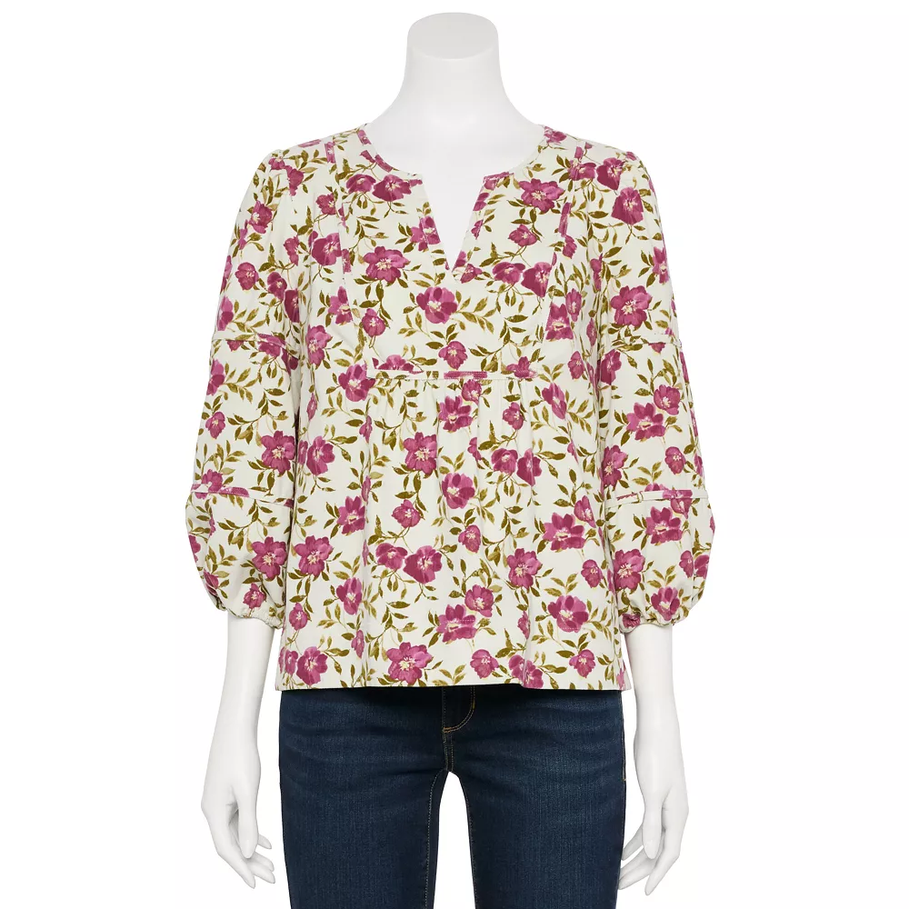 Petite Sonoma Goods For Life® Notchneck Sleeve Piecing Top 3 Petite Sonoma Goods For Life® Notchneck Sleeve Piecing Top